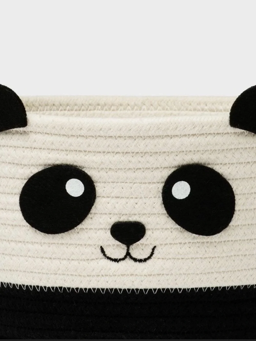 Panda Rope Basket Bag in Black and Cream